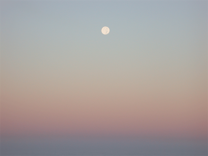 A closer view of the morning moon.