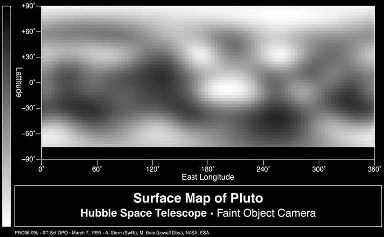 A surface map created by a Hubble Space Telescope image using the Faint Object Camera.
