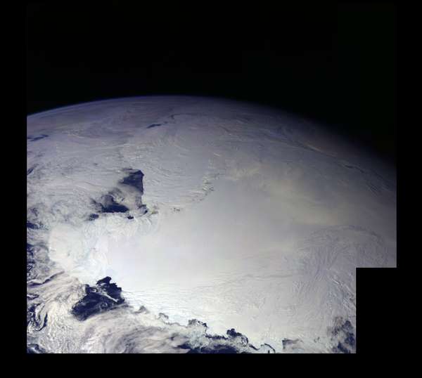 antarctica - ross ice shelf seen from the gallileo space probe