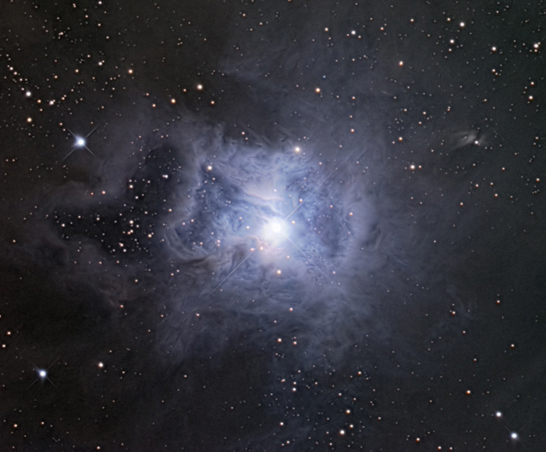 The Iris Nebula - NGC 7023. Digital filters in MaxIm DL and Mira Pro bring out the internal cloud structure.
