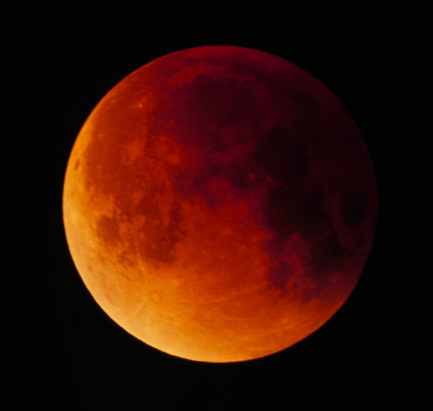 A Total Lunar Eclipse - The copper color is only seen during a total eclipse.