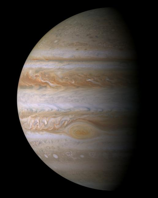 Jupiter as seen from the passing Cassini probe.